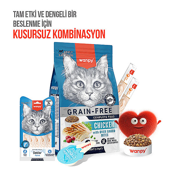Wanpy Ton Balıklı 7+ Yaşlı Kediler İçin Krema Kedi Ödülü 14gr (5'li) - 5