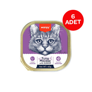 Wanpy Ton Balıklı ve Karidesli Tahılsız Ezme Alutray Yaş Kedi Maması 40 g (6'lı)