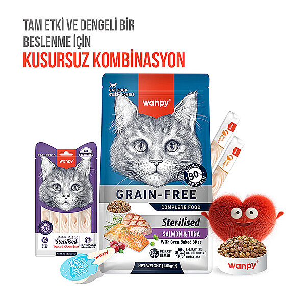 Wanpy Ton Balıklı ve Kızılcıklı Krema Kedi Ödülü 14gr (5'li) - 5