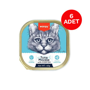 Wanpy Ton Balıklı ve Morina Balıklı Alutray Kedi Yaş Maması 40 gr x 6 Adet