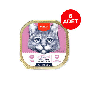Wanpy Ton Balıklı ve Somonlu Tahılsız Ezme Alutray Yaş Kedi Maması 40 g (6'lı)
