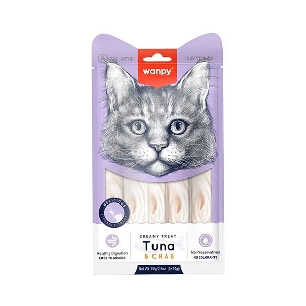 Wanpy Ton Balıklı ve Yengeçli Sıvı Kedi Ödül Maması 14gr 12'li - 1