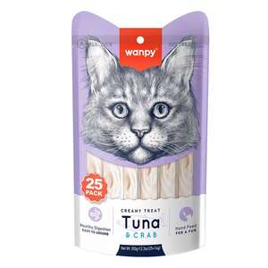 Wanpy Ton Balıklı ve Yengeçli Sindirim Desteği Krema Kedi Ödül Maması 14 g (25'li)