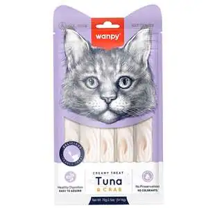 Wanpy Ton Balıklı ve Yengeçli Sıvı Kedi Ödül Maması 14gr (5'li)