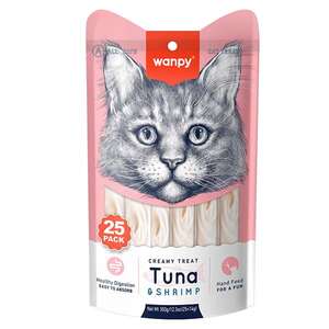 Wanpy Ton Balıklı ve Karidesli Sindirim Desteği Krema Kedi Ödül Maması 14 g (25'li)