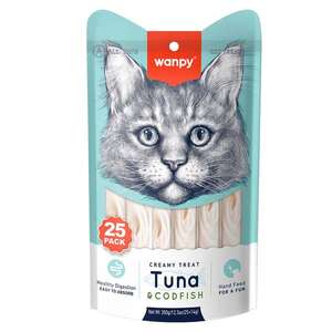 Wanpy Ton Balıklı ve Morina Balıklı Sindirim Desteği Krema Kedi Ödül Maması 14 g (25'li)