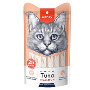 Wanpy Ton Balıklı ve Somonlu Sindirim Desteği Krema Kedi Ödül Maması 14 g (25'li)
