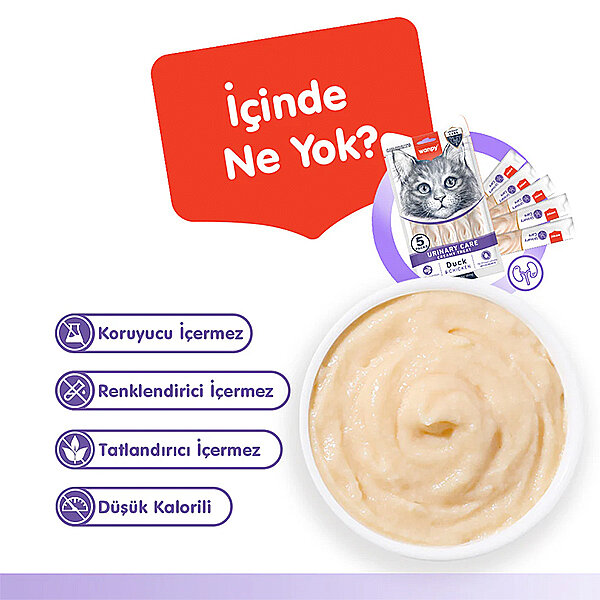 Wanpy Urinary Care Ördekli ve Tavuklu Üriner Sistem Desteği Krema Kedi Ödül Maması 14gr (5'li) - 4