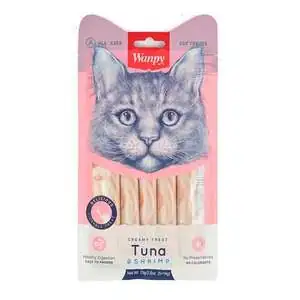 Wanpy Ton Balığı ve Karidesli Sindirim Sistemi Destekleyici Sıvı Kedi Ödül Maması 14gr (5'li)