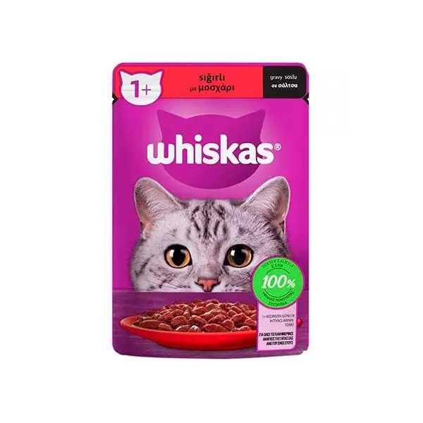 Whiskas Sığır Etli Kedi Yaş Maması 85 gr - 1