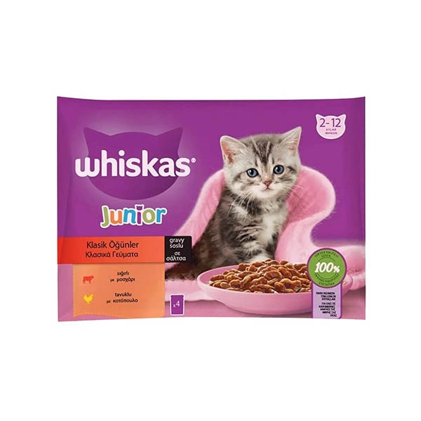 Whiskas Sığır Etli ve Tavuklu Yavru Kedi Yaş Maması 85 gr x 4 Adet - 1