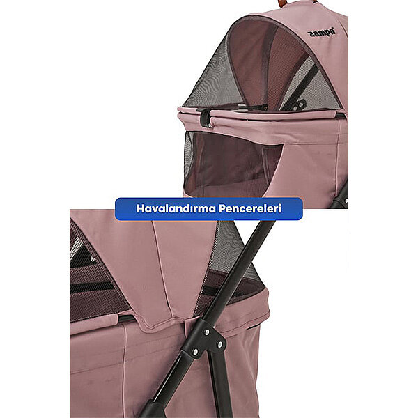 Zampa Albon Kedi ve Köpek Taşıma Arabası 53 x 77 x 100 cm (Pembe) - 5