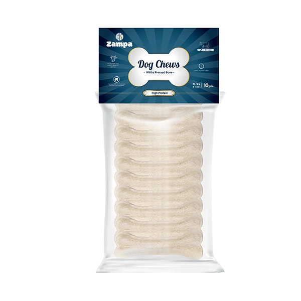 Zampa Beyaz Press Kemik Köpek Ödülü 10 lu 10-12g - 1