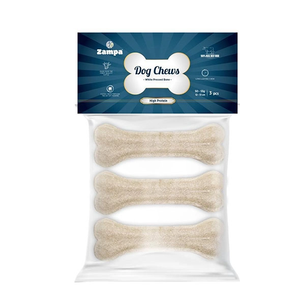Zampa Beyaz Press Kemik Köpek Ödülü 3 lü 50-55g - 1