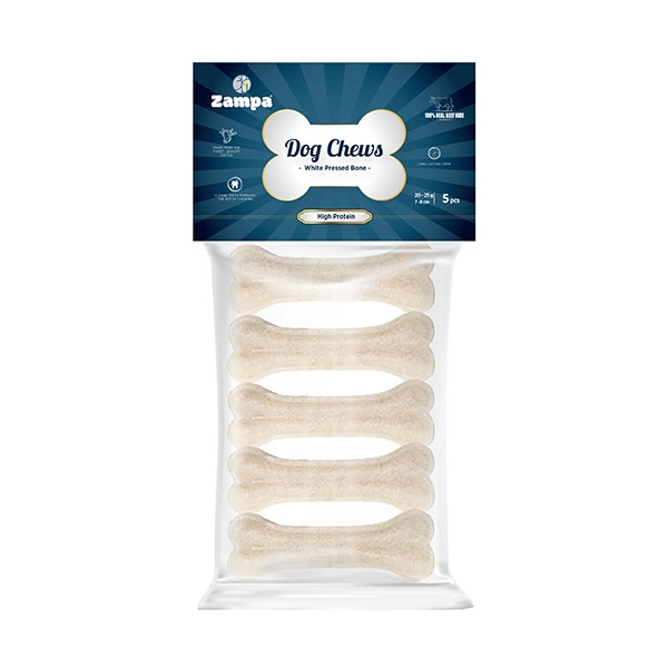 Zampa Beyaz Press Kemik Köpek Ödülü 5 li 20-25g - 1