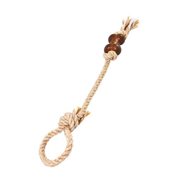 Zampa Çekiştirmeli Halat Kemikli Köpek Oyuncağı, Kahverengi 52 Cm - 1