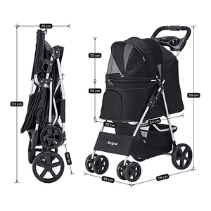 Zampa Favorite Kedi & Köpek Arabası Siyah, 46x78x99cm - 3