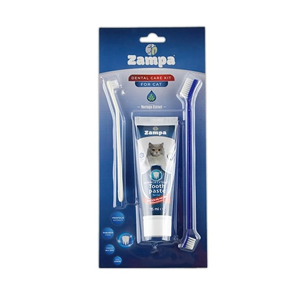 Zampa Kediler İçin Diş Fırçalama Seti, 22cm-70gr - 1