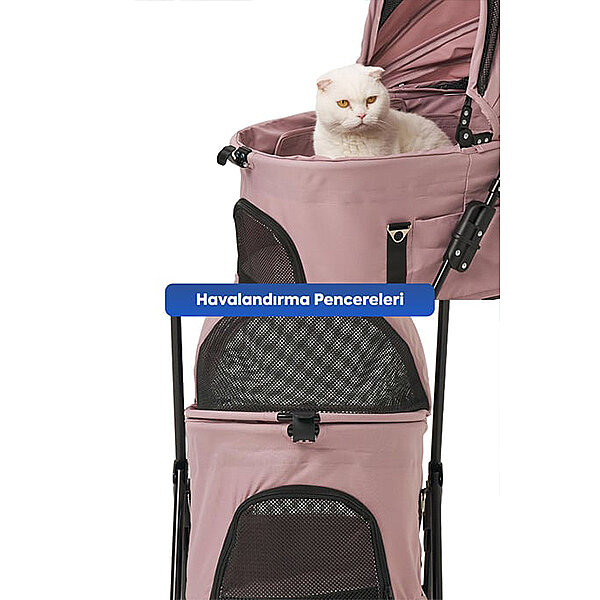 Zampa Norris Kedi ve Köpek Taşıma Arabası 46 x 83 x 105 cm (Pembe) - 2