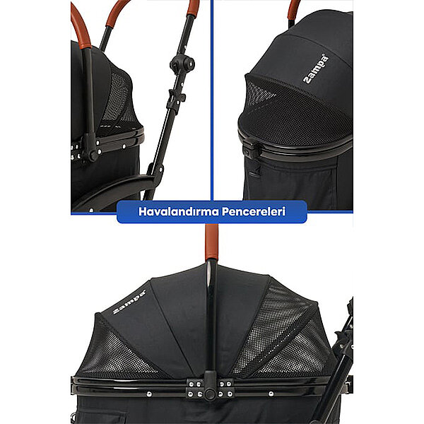 Zampa Orbit Kedi ve Köpek Taşıma Arabası 34 x 69 x 95 cm (Siyah) - 2