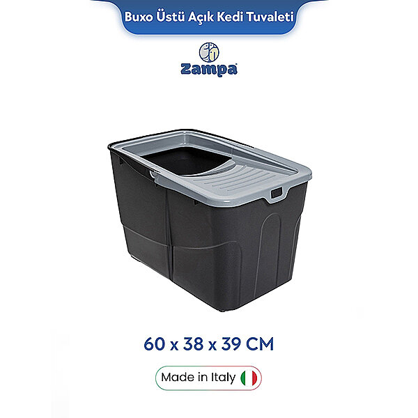 Zampa Plus Buxo Açık ve Kapalı Kullanımlı Kedi Tuvaleti 60 x 38 x 39 cm - 1