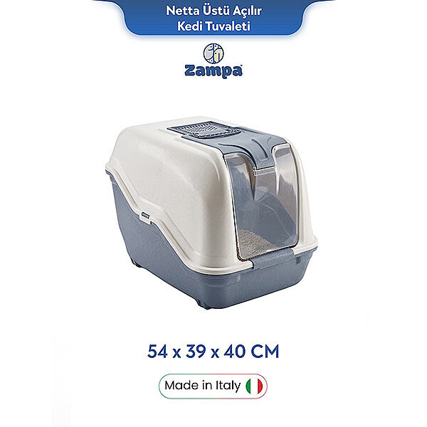 Zampa Plus Netta Üstü Açılır Kapalı Kedi Tuvaleti 54 x 39 x 40 cm