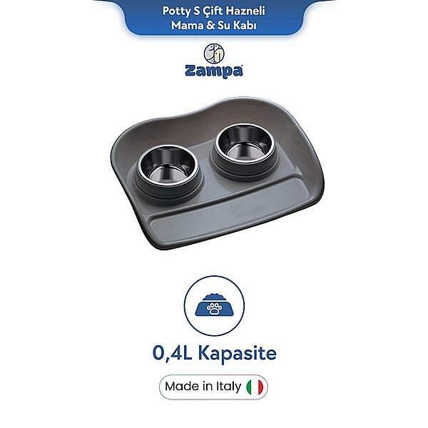 Zampa Plus Potty S Çift Hazneli Mama ve Su Kabı 400 ml
