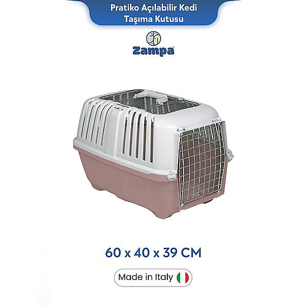 Zampa Plus Pratiko Açılabilir Kedi ve Küçük Köpek Taşıma Kutusu 60 x 40 x 39 cm