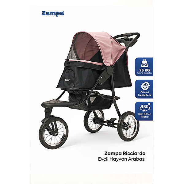 Zampa Ricciardo Kedi ve Köpek Taşıma Arabası 54 x 104 x 101 cm (Pembe)