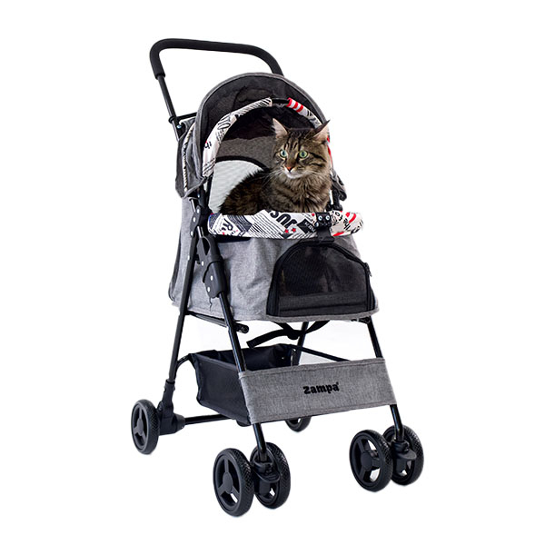 Zampa Showtime Kedi ve Köpek Taşıma Arabası 42 x 69,5 x 88 cm (Gri) - 7