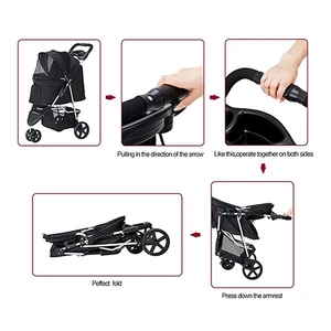 Zampa TriBoro Kedi & Köpek Arabası Gri, 45x80x90cm - 2