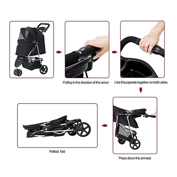 Zampa TriBoro Kedi & Köpek Arabası Gri, 45x80x90cm - 2