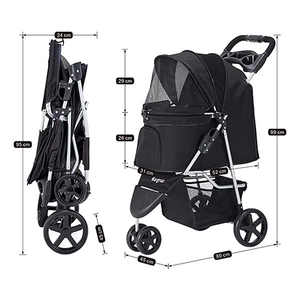 Zampa TriBoro Kedi & Köpek Arabası Siyah, 45x80x90cm - 3