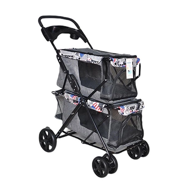 Zampa Twins Kedi & Köpek Arabası Gri, 51x85x100cm - 1