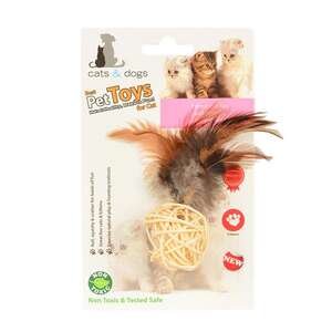 ZM-4372 Tüylü Hasır Top Kedi Oyuncağı